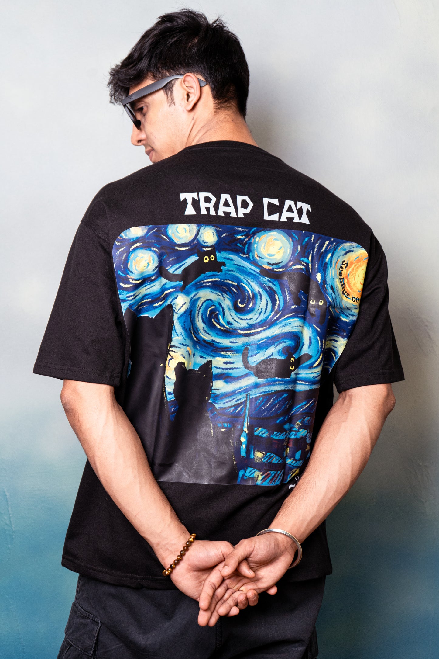 Trap Cat Starry Sky Oversized T-Shirt