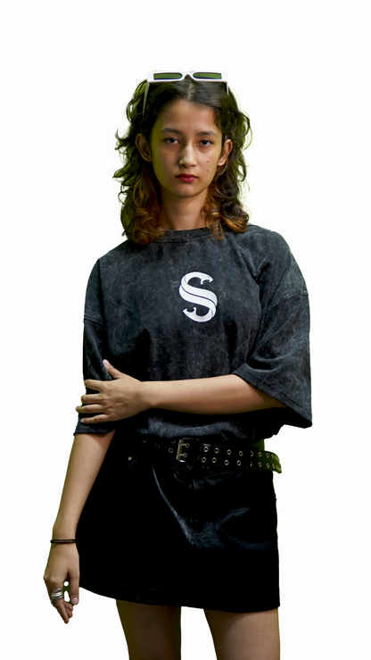 Skull Vibes Stone Washed Oversized T-Shirt