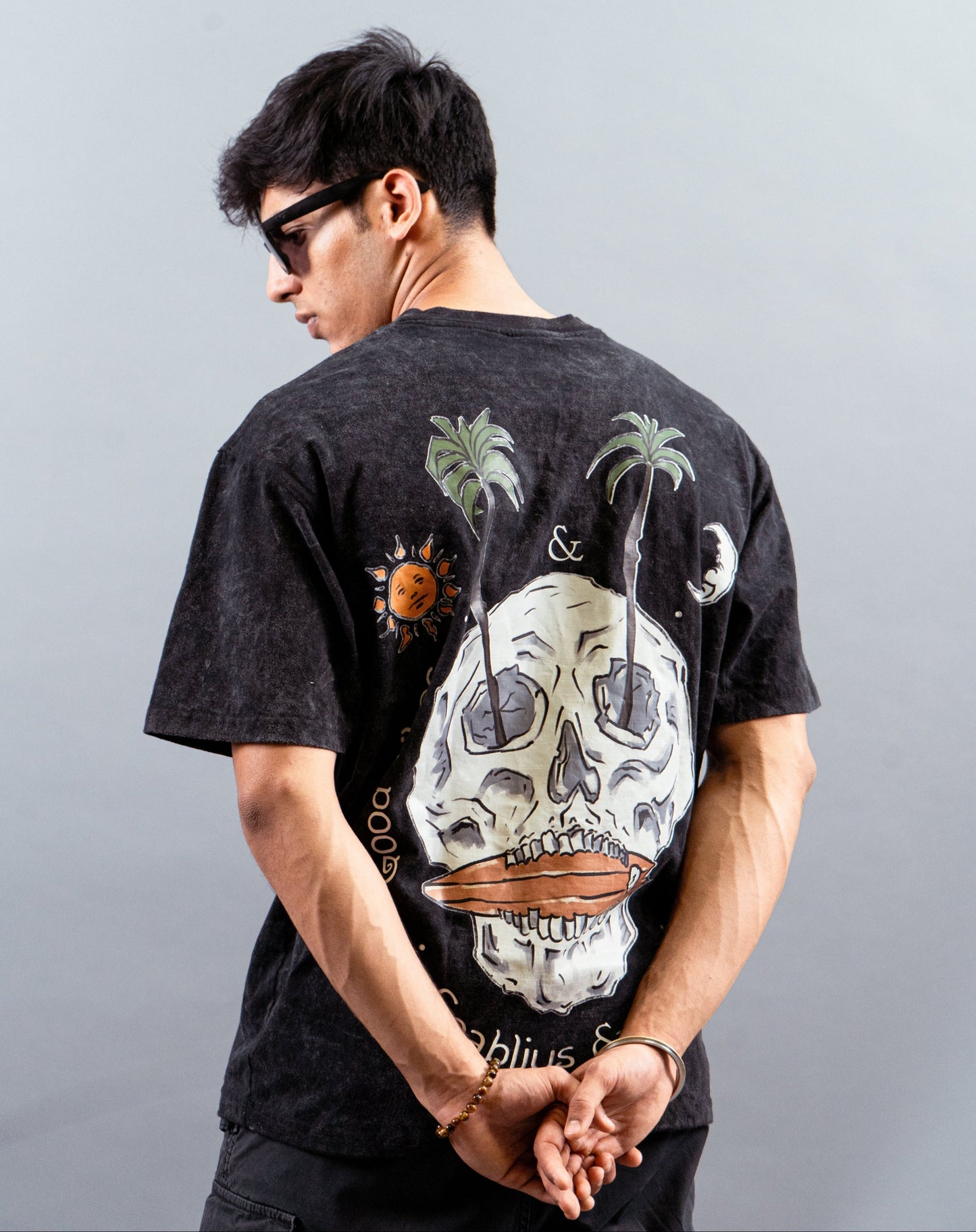Skull Vibes Stone Washed Oversized T-Shirt
